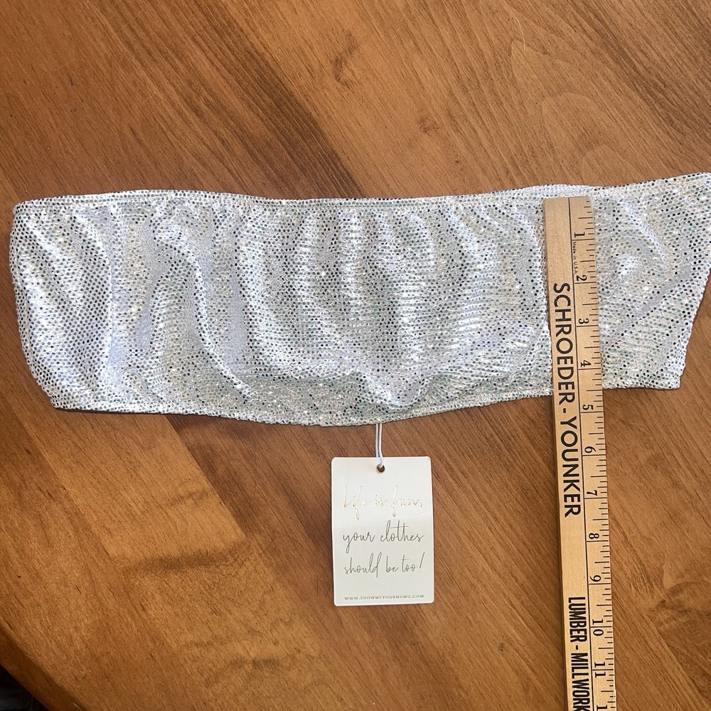NEW Show Me Your Mumu Micro‎ Tube Top, Silver Confetti Size Large - Picture 8 of 11